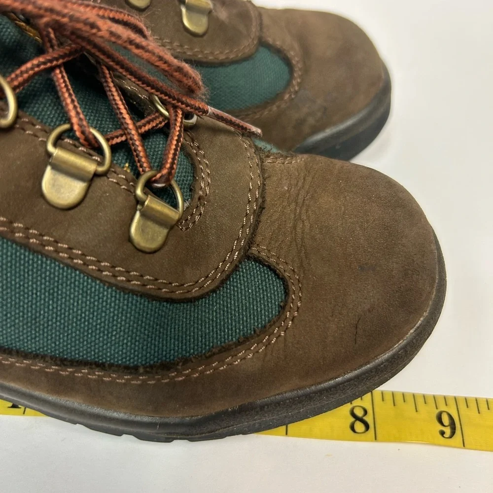 Timberland Youth Field Boot Sz 1 Brown Green Outdoor Waterproof Hiking Shoes